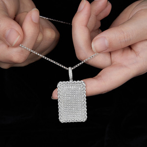 สร้อยคอจี้ทรงแท็กทหารประดับเพชรโมอิสซาไนต์ VVS ชุบแพลตตินัม เงินแท้ S925 สไตล์ฮิปฮอปสุดเทรนดี้สำหรับผู้ชาย 12/15 - Product Image 4