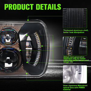Phares de camion OEM ODM 75W à faisceau scellé 5X7\" 7X6, phare carré automatique, projecteur LED pour <span class=keywords><strong>Jeep</strong></span> Cherokee Xj - Product Image 4