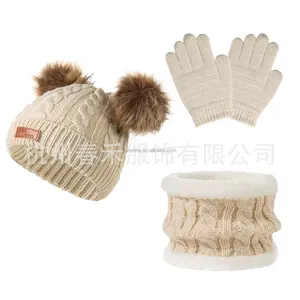 Custom per bambini in maglia invernale graziosi cappelli caldi e caldi cappelli unsex cappello berretto guanti sciarpe collo ghetta sciarpa cappello set di guanti