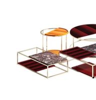 Table basse italienne de luxe simple en acier inoxydable, table d'appoint moderne minimaliste pour salon, combinaison table basse en marbre