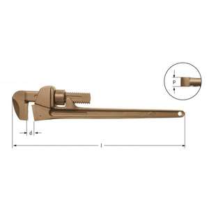 AMPCO - ET1565A Llave de tubo ajustable (aluminio), Alicates antichispas de bronce aluminio, Llaves para tubos y cortadores de tubos - Product Image 1