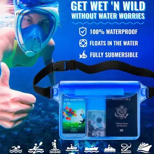 Bolsa de cintura para natación, buceo, pesca, pantalla de playa, sensible al tacto, impermeable, con correa ajustable