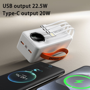 22.5w 20w फास्ट चार्जिंग पोर्टेबल पावर बैंक 50000 माह डुअल USB-C आउटपुट पीडी ली-पॉलीमर बिल्ट-इन केबल के साथ बाहरी उपयोग - Product Image 4