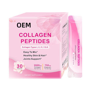 Poudre de peptides de collagène OEM Type hydrolysé <span class=keywords><strong>I</strong></span> II III V X avec acide hyaluronique Biotine Vitamine C Poudre de peptides de collagène multi - Product Image 2