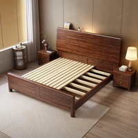 Lit plateforme moderne en bois de noyer massif, avec rangement, hauteur réglable, design écologique et durable, taille Queen/King, pour chambre à coucher