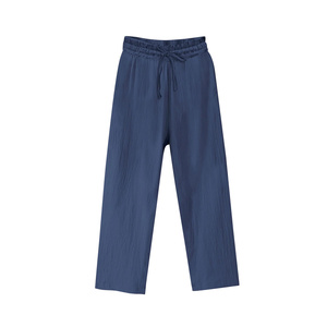 Pantalon en lin léger, respirant et écologique, légèrement fuselé, ourlet cheville, style moderne minimaliste, polyvalent pour l'été - Product Image 1