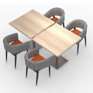 Set meja dan kursi Bar restoran, kulit kustom untuk ruang makan Bar kedai kopi furnitur restoran