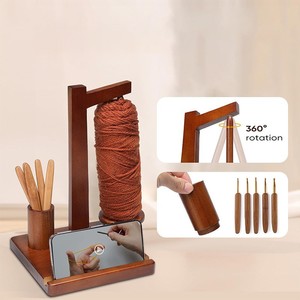 Wooden Yarn Rack With <b>Crochet</b> <b>Hook</b> Holder Multi Functional Craft Tool Organizer For Knitting And Crocheting Supplies - Product Image 2