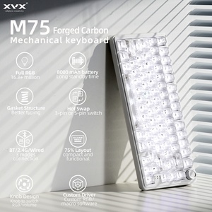 <span class=keywords><strong>Clavier</strong></span> de jeu mécanique XVX M75 Lumina en carbone forgé transparent, 75 %, trois modes, avec rétroéclairage RVB, <span class=keywords><strong>clavier</strong></span> à cœur blanc - Product Image 1