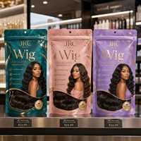 Sacs d'emballage personnalisés en plastique mat transparent à fermeture éclair pour extensions de cheveux, avec logo personnalisé, pour perruques et mèches de cheveux