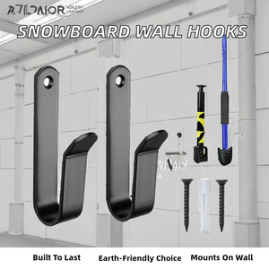 Snowboard <b>Hooks</b> <b>Wall</b> Mount Brackets Heavy Duty Eco-Friendly Wood Garage Storage - Product Image 2