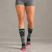 Chaussettes de compression montantes colorées à pois et rayures, soutien du mollet dégradé, pour le sport