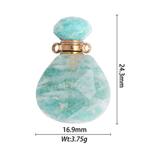 จี้ขวดน้ำหอมคริสตัลธรรมชาติทรงหยดน้ำสำหรับทำเครื่องประดับ หินกึ่งมีค่า ชุบเคลือบ สปริง 2024 ผลิตจากเมืองอี้หวู่ - Product Image 2