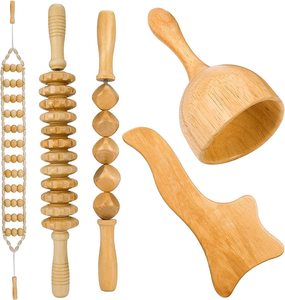 Juego de Herramientas de Masaje de Madera, Palo de Haya, Tabla de Guasha, Rodillo Adelgazante, Kit de Desintoxicación Linfática, Cepillo Corporal para Piernas, Pies y Espalda - Product Image 1