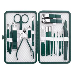 18Pcs Carbon Steel Infant <b>Nail</b> Clipper <b>Set</b> Green Manicure Grooming Kit for Travel Use - Product Image 2