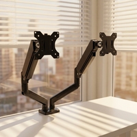 Bras double pour moniteur KM-M2, écrans LED/LCD 27 pouces, inclinaison à 90°, rotation à 360°, ressort à gaz, pince VESA 75-100 mm, 9 kg