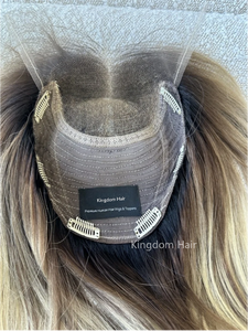 Topper en dentelle HD fine et plate, sans couture, en cheveux humains vierges <span class=keywords><strong>de</strong></span> qualité supérieure, blond neutre dimensionnel, avec ligne <span class=keywords><strong>de</strong></span> cheveux naturelle pour femmes - Product Image 6