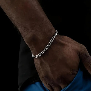 Cadena de Eslabones Cubanos de Acero Inoxidable Plateado para Hombre, Estilo Hiphop, Tamaño Personalizado de 5 mm, 18-26 Pulgadas, Juego de Collar - Product Image 2