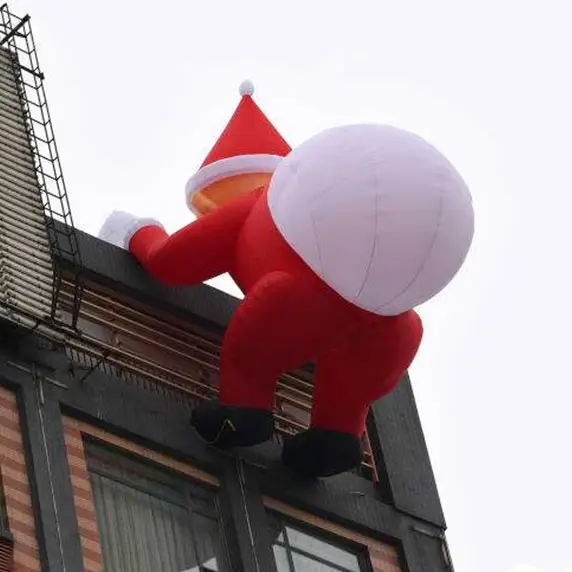 Papá Noel inflable de escalada, edificio personalizado, con regalos, centro comercial, iluminación, Papá Noel para Navidad