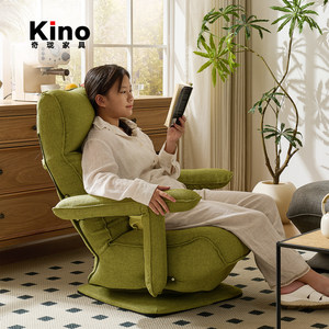 Canapé rotatif pliable en tissu de lin Kino Slub, ergonomique, pour s'asseoir, se coucher et dormir, salon, chambre à coucher, confortable, élégant, vert - Product Image 1