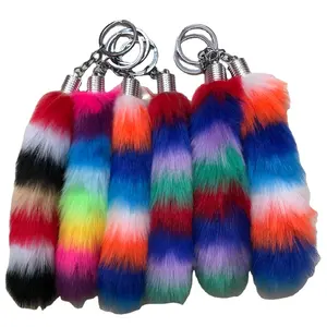 Fox Tail Kunst pelz Schlüssel bund Mehr schicht iger Plüsch Schlüssel anhänger mit progressiver Farbwechsel Mode Haarball Anhänger Tasche Schlüssel bund