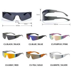 Gafas de Sol Deportivas Punk con Marco Pequeño y Logotipo Personalizado, Gafas de Sol Steampunk Coloridas sin Montura para Mujer - Product Image 5