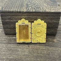 Colgante Thangka Taoísta de Acero Inoxidable con Baño de Oro de 18K, Caja de Alta Gama para Guardar Gau, Estuche Vacío para Collar