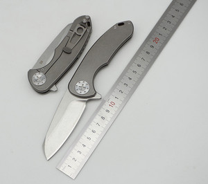 Cuchillo de bolsillo de hoja D2 de alta calidad, cuchillo plegable con mango de aleación de titanio TC4 - Product Image 3