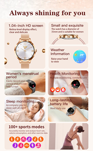 <span class=keywords><strong>Smartwatch</strong></span> T91 Ultra Compatto per Donne, Schermo AMOLED HD da 1,04 Pollici, Cassa in Metallo <span class=keywords><strong>Oro</strong></span> Rosa e Argento, Impermeabile, Tracker Fitness - Product Image 2