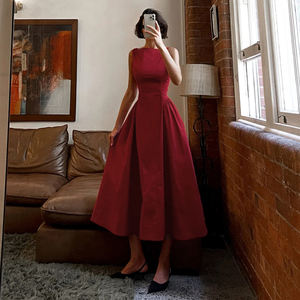 เดรสยาวทรงเมอร์เมดแบบไม่มีแขนสไตล์ฝรั่งเศสสำหรับผู้หญิง เอวสูง กระชับรูปร่าง สวยงาม - Product Image 2