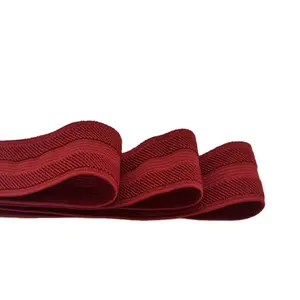 Red Waistband Custom Belt Elastic Fabric Braided Band for Underwear Fold Over Tape Elastic Webbing Straps