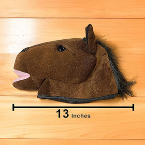 Accessoires <span class=keywords><strong>de</strong></span> jeu <span class=keywords><strong>de</strong></span> rôle pour fête d'Halloween, tête <span class=keywords><strong>de</strong></span> <span class=keywords><strong>cheval</strong></span> en peluche marron <span class=keywords><strong>de</strong></span> 13 pouces avec bouche ouverte et cheveux noirs vifs, chapeau <span class=keywords><strong>de</strong></span> costume pour adultes et enfants - Product Image 2