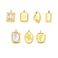 Pendentif breloque populaire en acier inoxydable plaqué or PVD 18K, motif cœur d'amour et couronne émaillée, pour collier, bracelet, DIY