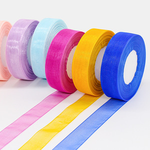 Pita Organza 2.5CM 50yard dekorasi cendera mata pernikahan kotak hadiah kemasan kotak kue pita dekorasi Natal - Product Image 2