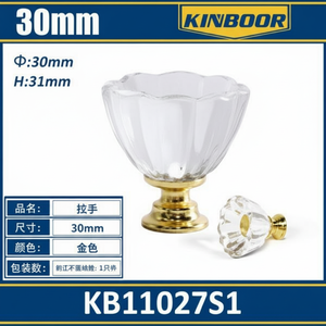 Manopola dell'armadietto in cristallo da 30mm con Base in oro per l'arredamento dell'armadio per l'armadio reso resistente in ottone acrilico in lega di alluminio zinco - Product Image 1
