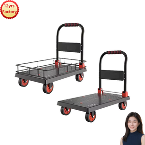 Chariot à main pliable en aluminium Chariot à bagages à usage intensif Poignée télescopique PP + TPR Roues Plate-forme Chariot pliable - Product Image 1