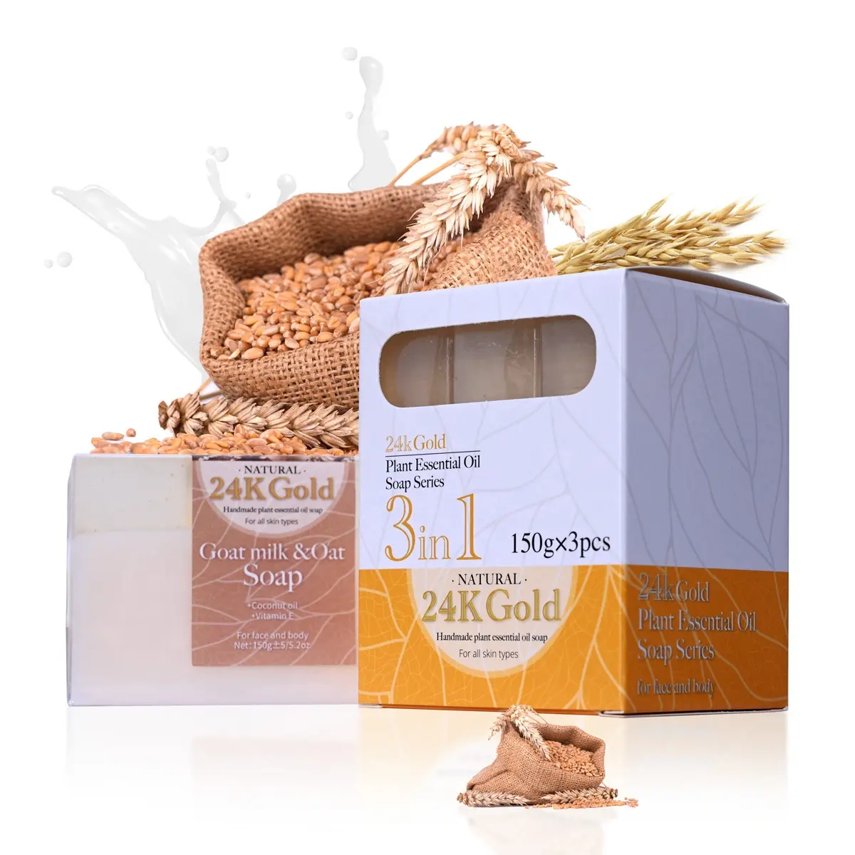 OEM organic hand made 24K golden soap goat milk olive oil soap bar
