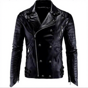 Veste de motard unisexe 100% cuir de mouton véritable, imperméable, coupe-vent, respirante, pour l'hiver, en tissu toile pour motards et cyclistes - Product Image 1