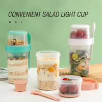 Salade Repas Shaker Tasse avec poignée Conteneur d'avoine Portable Fruits Légumes Salade Tasses Conteneur avec Fourchette Porte-vinaigrette