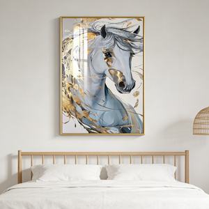 Peinture sur Porcelaine Cristalline Personnalisée Cheval, Impression HD Luxe Moderne, Décoration Murale LED pour Salon, Décoration Intérieure - Product Image 4
