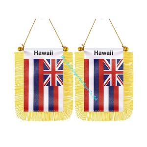 <span class=keywords><strong>Drapeau</strong></span> américain à suspendre à la fenêtre, mini <span class=keywords><strong>drapeau</strong></span> de l'État de Hawaï avec poteau, pompon et ventouse pour décoration de rétroviseur - Product Image 1