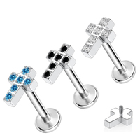2025 nouvelle mode G23 titane alliage corps Piercing bijoux F136 croix incrusté 5A Zircon boucles d'oreilles lèvre ongles bijoux transfrontaliers
