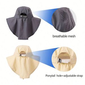 Quick Dry Nylon Neck Flap <b>Sun</b> <b>Hat</b> With Wide Brim <b>Men</b> Women UPF 50+ Hiking Safari Fishing Caps Perfect for Outdoor Adventures - Product Image 3