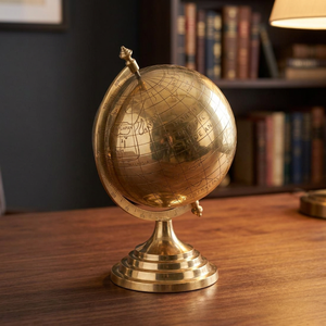 Produit de luxe Antique victorien chic décor Vintage à collectionner en laiton Style Antique carte du monde Globe bureau décor de l'inde - Product Image 3