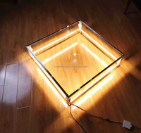 Fournitures de mariage, décoration florale, plateforme de scène en verre transparent, éclairage blanc, piste de danse LED, décoration d'événement