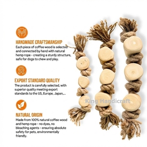 Sustainable Coffee Wood Tug and Hemp <b>Rope</b> Chew Toy for Dogs Eco-Friendly Dental Care Stick for Pets High Quality Export - Product Image 5