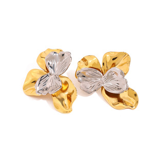 Boucles d'oreilles pendantes en acier inoxydable, couleur or et argent, design géométrique, pour bijoux de mode - Product Image 1