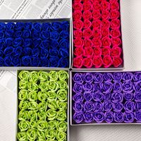 Fleur artificielle en savon épais à trois couches en gros, tête de rose pour bouquet de fête DIY, cadeau de la Saint-Valentin