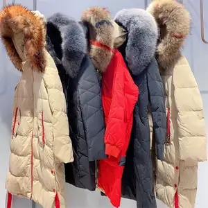 Big fur collar fashion warm down jacket discount women's used winter coat in stock bulk sale