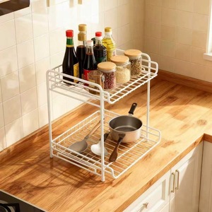 Étagère de rangement de cuisine à 2 niveaux en métal noir, organisateur de bureau polyvalent, étagère de comptoir de cuisine - Product Image 3